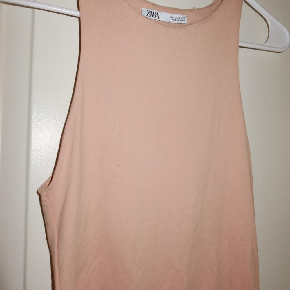 Zara Women's Peach Sleeveless bodysuit